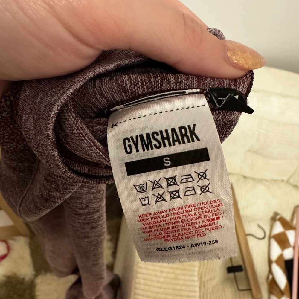 Gymshark Flex Leggings Size Small Heathered Maroon Marl Workout Lifting shaping - Picture 5 of 5
